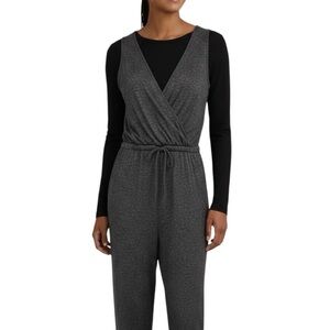 Stars Above Black and White Speckled Sleeveless Jumpsuit with Drawstring Waist